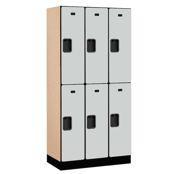 Wardrobe Locker, 36" W, 18" D, 76" H, (3) Wide, (6) Openings, Gray